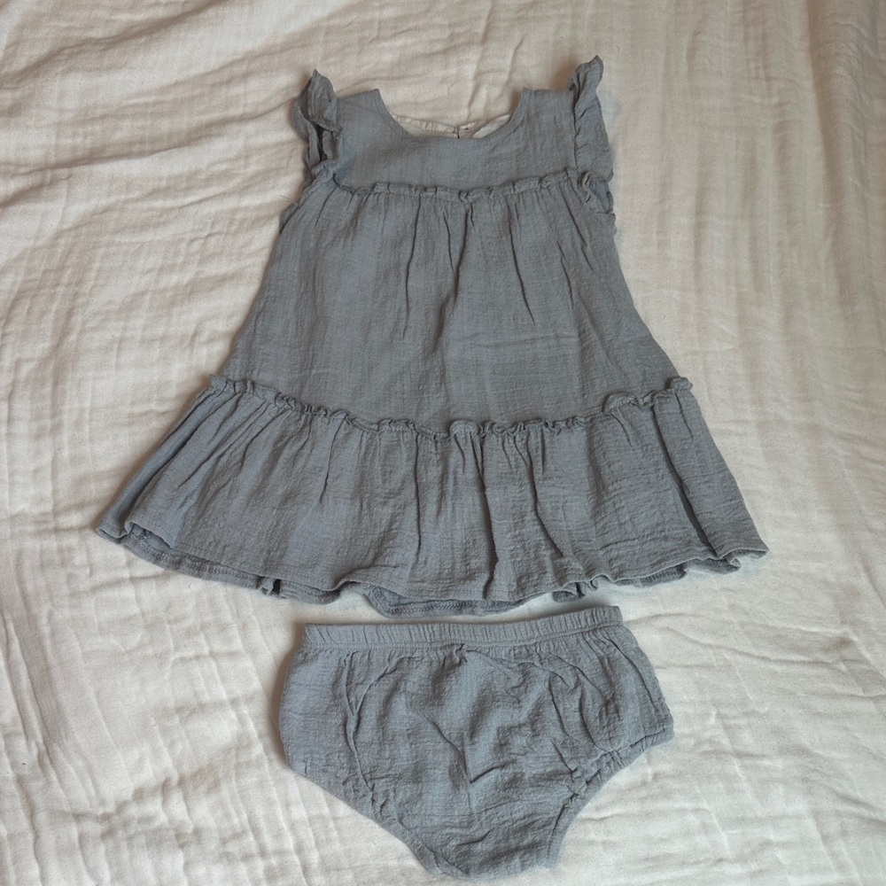 Toddler Girls' Gray Ruffle Sundress with Matching Bloomers